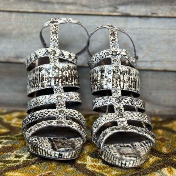 BCBGMaxAzria Black and Beige Snakeskin sz 9 - Picture 3 of 8